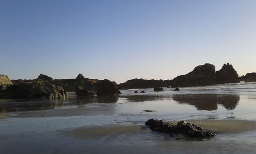 Scenic view of sea against clear sky