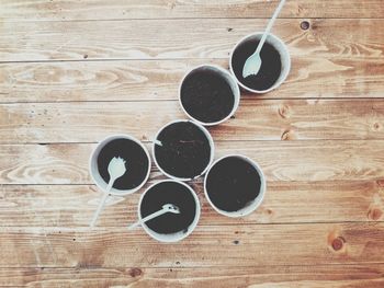 High angle view of drink on table