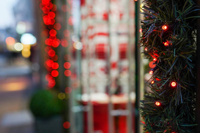 Christmas lights, christmas decorations on the street. blurred background city street