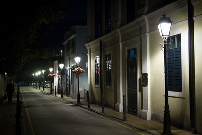 Illuminated street light at night