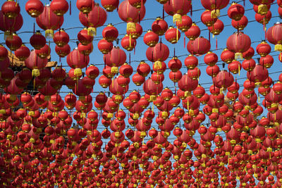 Full frame shot of chinese lanterns hanging against sky
