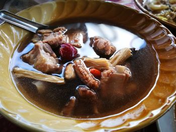 High angle view of breakfast served in bowl