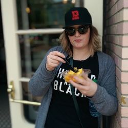 Woman holding ice cream