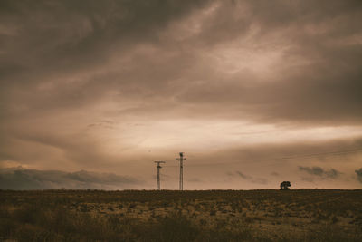 Scenic view of field against cloudy sky