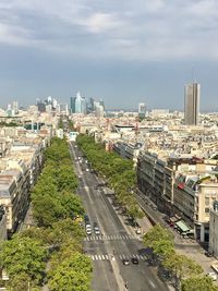 High angle view of paris and la défense  