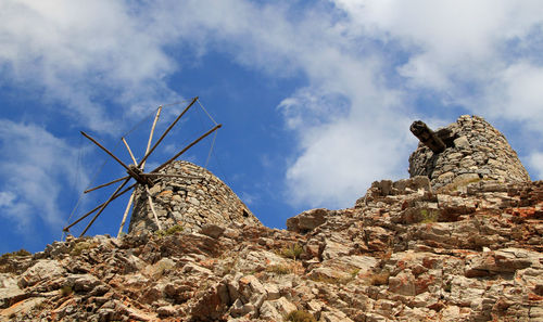 Ruins of ancient venetian windmills  lassithi plateau, crete, greece. 