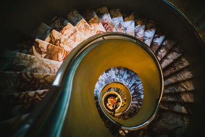 High angle view of spiral staircase