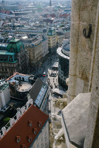 High angle view of buildings in town