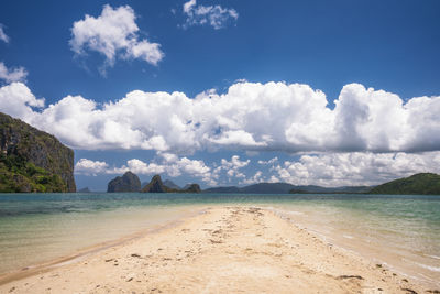 Scenic view of beach against sky