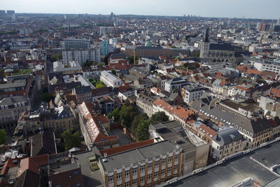 High angle view of buildings in city