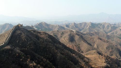 Panoramic view of a great wall of china segment