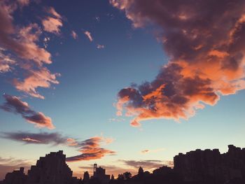 Panoramic view of cityscape against sky during sunset