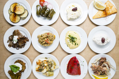 High angle view of food on table