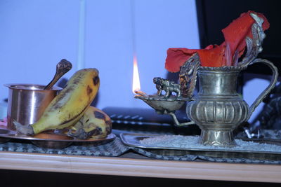 Close-up of food on table