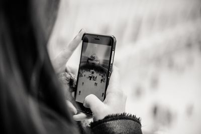 Close-up of woman using mobile phone