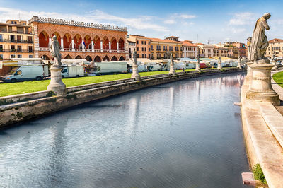 The scenic square of prato della valle and its beautiful canal in padua.