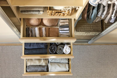 High angle view of food in kitchen