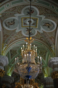 Low angle view of chandelier