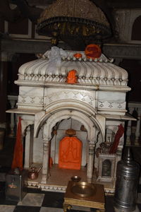 Sculpture of building in temple