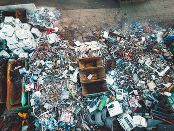 High angle view of parking lot