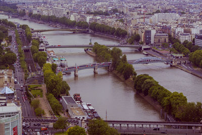 High angle view of bridge over river in city