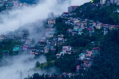 High angle view of buildings in city