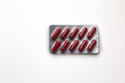 High angle view of objects on white background