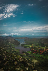 High angle view of landscape against sky