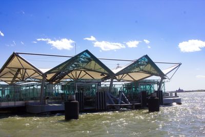 View of built structure against blue sky