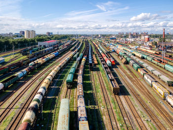 Aerial cargo wagons snapshot. industrial beauty.