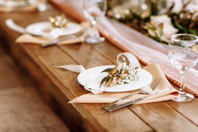 High angle view of food on table