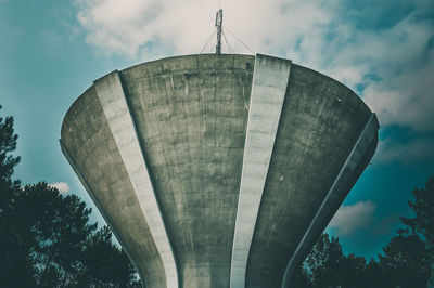 Low angle view of water tower against sky