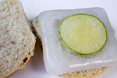 High angle view of lemon in plate