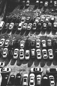 High angle view of parked cars