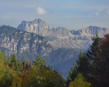 High angle view of mountains against sky