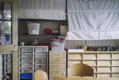 Storage compartments in child care center