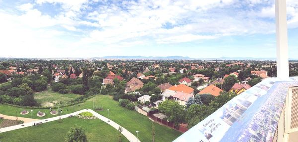 High angle view of townscape against sky