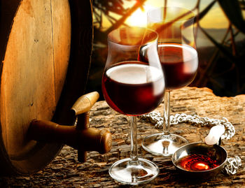 Close-up of wine glass on table