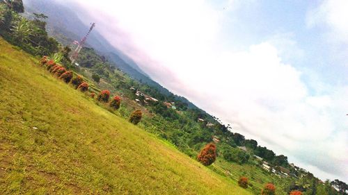 Scenic view of landscape against sky during sunset