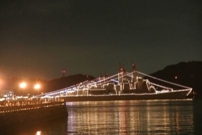 Bridge over river at night