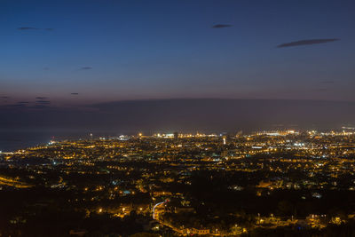 Aerial view of the city of livorno in tuscany in summer night.