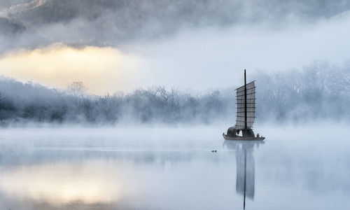 Scenic view of lake against sky