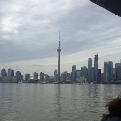 City skyline with river in background