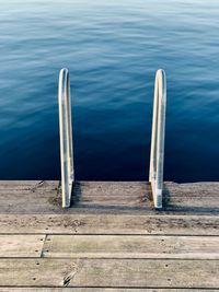 High angle view of pier by water