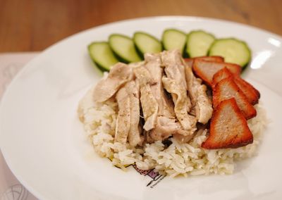 Close-up of meal served in plate