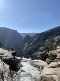 Scenic view of mountains against clear sky