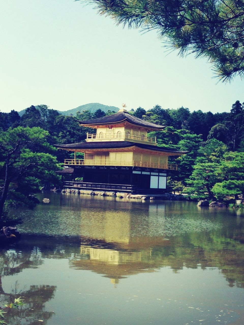 architecture, water, built structure, tree, building exterior, clear sky, waterfront, reflection, river, house, lake, copy space, residential structure, mountain, residential building, nature, growth, standing water, tranquility, outdoors