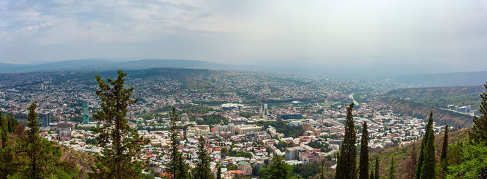 High angle view of townscape against sky