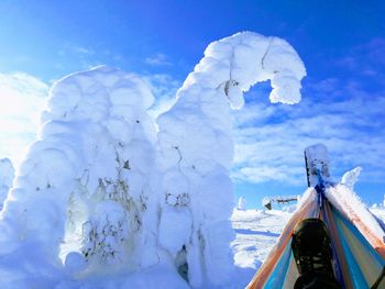 Scenic view of snow covered mountain against sky