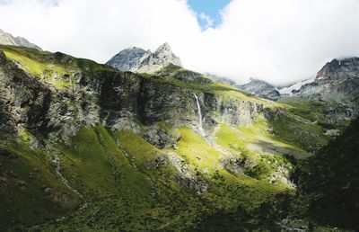 Scenic view of rocky mountains against sky